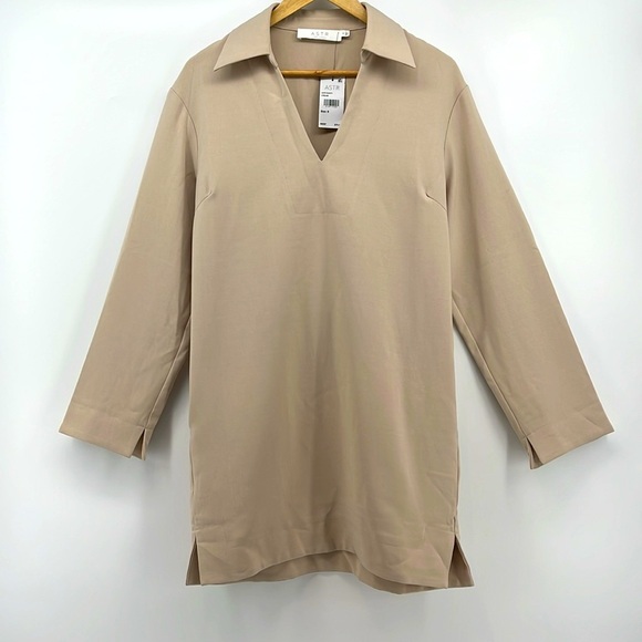 NWT ASTR the Label Collar Long Sleeve Shift Dress Cream Size Small - Picture 5 of 15